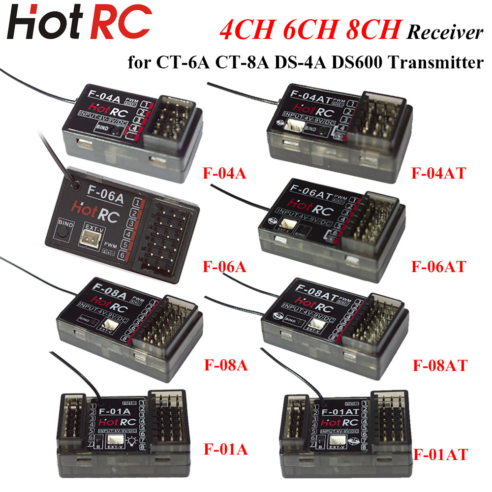 Drone Racing Receiver - Приемник HOTRC 2.4ГГц 4/6/8-канальный F-04A F-06AT
